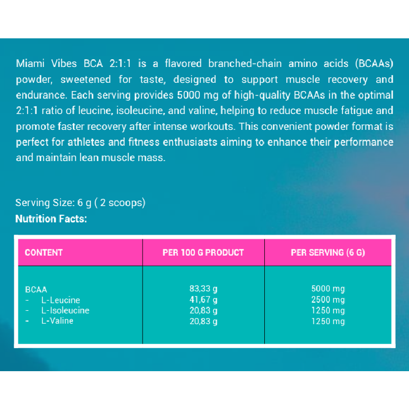 MIAMI VIBES BCAA 2:1:1 270 G. - Image 2